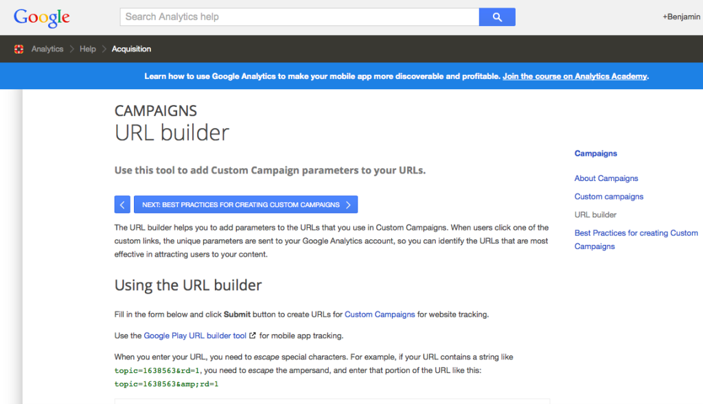 URL builder homepage