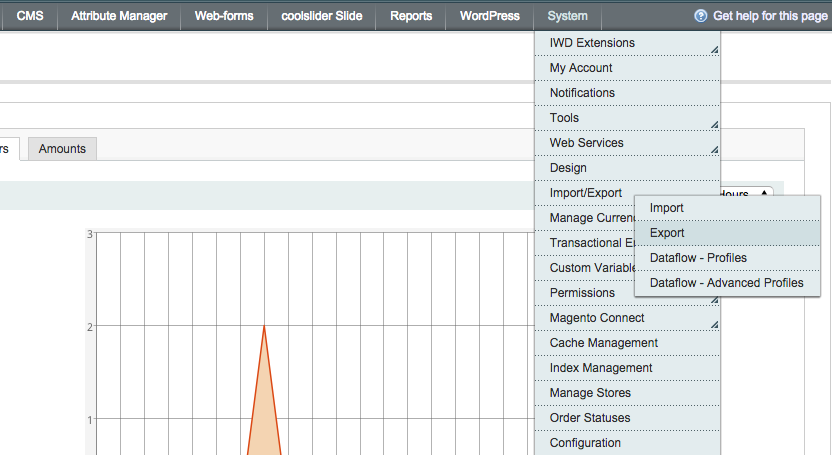 magento csv export navigation