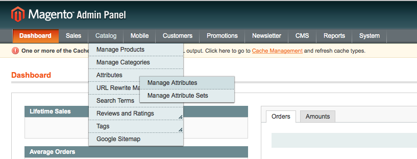 manage attributes magento screenshot