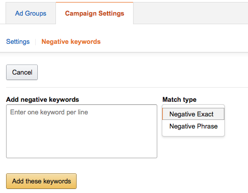 amazon negative keywords auto campaign