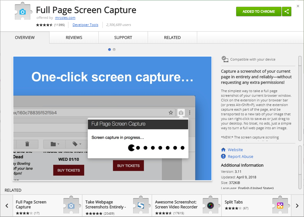 chrome store responsive screenshots extension